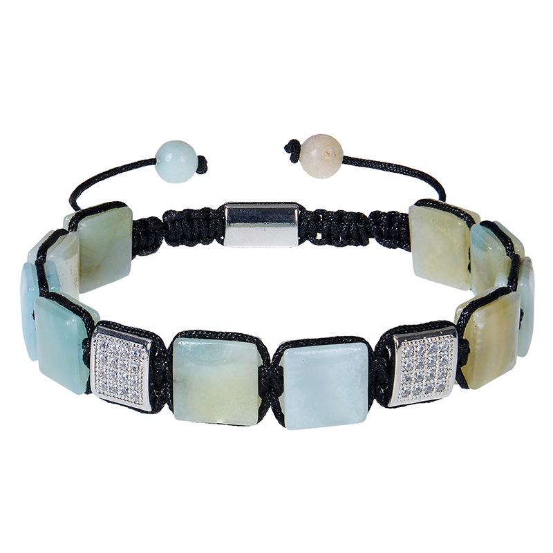 Cross-Border Fashion Square Tiger Eye & Lapis Lazuli Bracelet with Copper & Zircon for Women