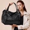 Luxury Designer Leather Shoulder Bag Women's Winter Large Leather Bag Black Leather Handbag