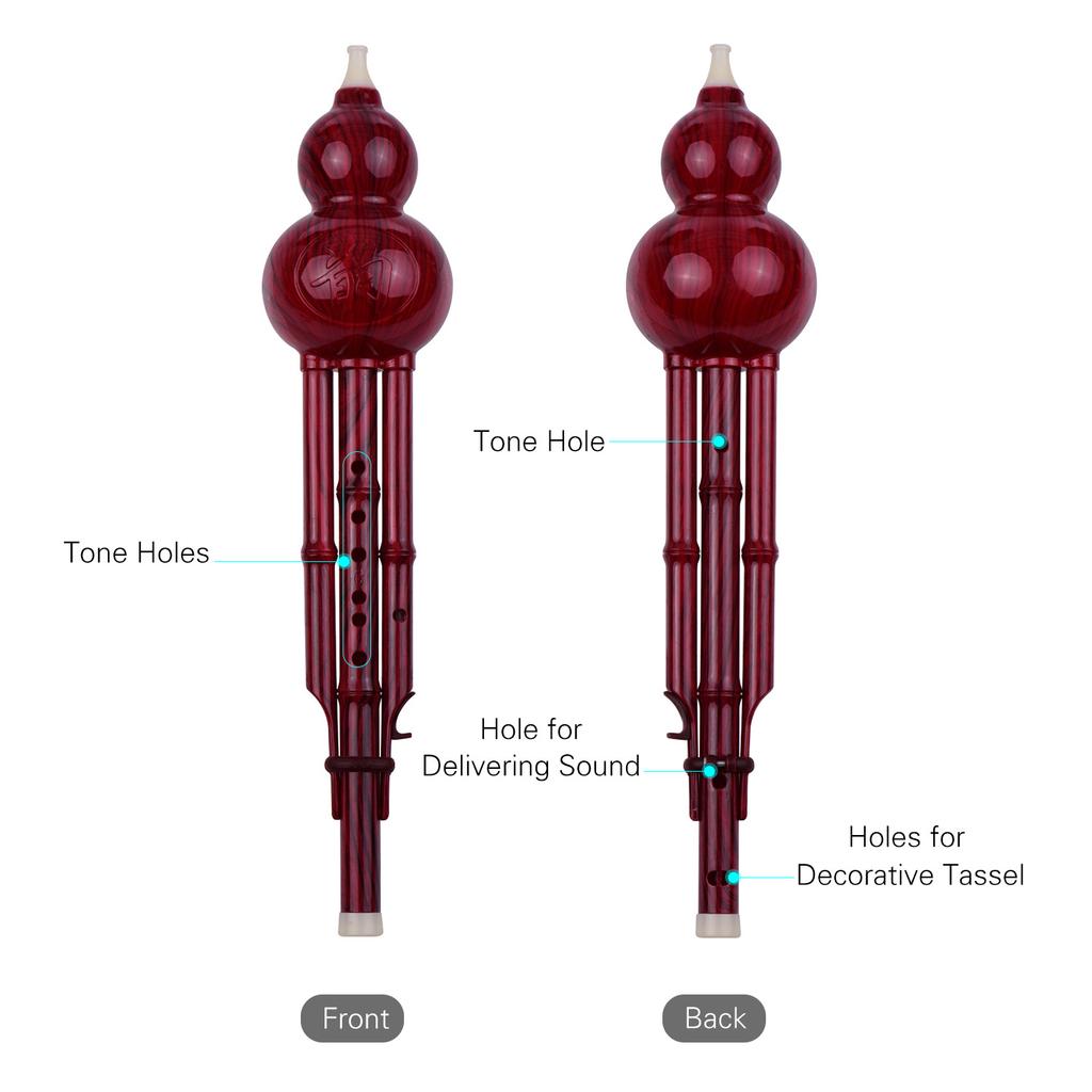Двухтональная тональность C Хулуси Тыквенная флейта из тыквы Резиновые трубки Китайский традиционный инструмент с китайским узлом Чехол для переноски для