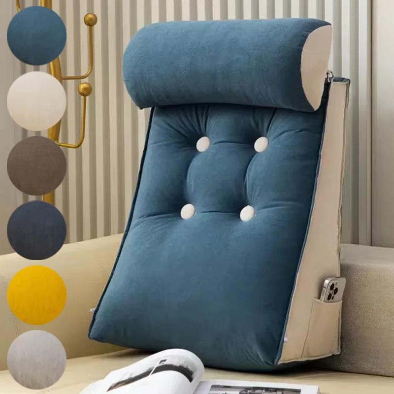 Comfort Triangular Reading Pillow Lumbar Support Cushion with Headrest Big Wedge Adult Backrest Lounge Sofa Cushion Bed Pillow