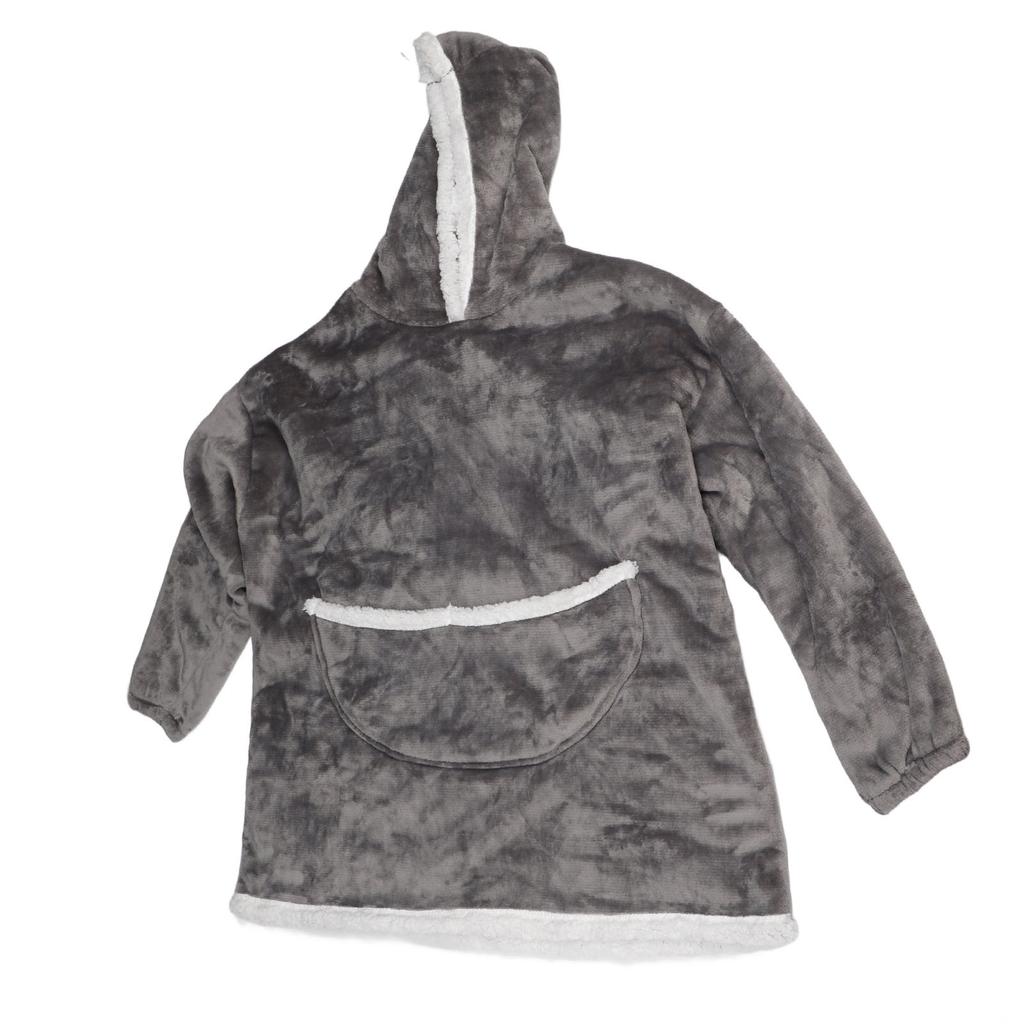 Women Blanket Hoodie Warm Oversized Mid Length Pure Color Flannel Lady Blanket Swearshirt with Pocket for Fall Winter