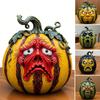 Halloween Pumpkin Statue Ghost Resin Figurine Scary Pumpkin Doll for Yard Office Indoor Outdoor Unique Halloween Gifts for Adults
