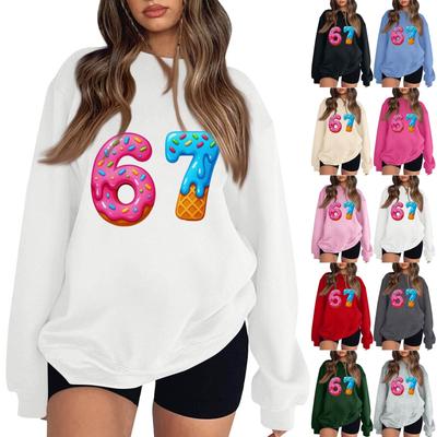 Женский модный повседневный пуловер с длинными рукавами и круглым вырезом с принтом