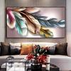 Абстрактные красочные перья, холст, живопись, настенное искусство, современное золотое перо, художественные работы, постеры и принты для декора стен гостиной