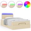 Ottoman Bed with Mattress & LEDs Cream 120 x 190 cm Fabric