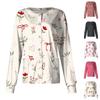 Women's Casual Long Sleeve Single Breasted Bow Printed Clothing Cardigan Top