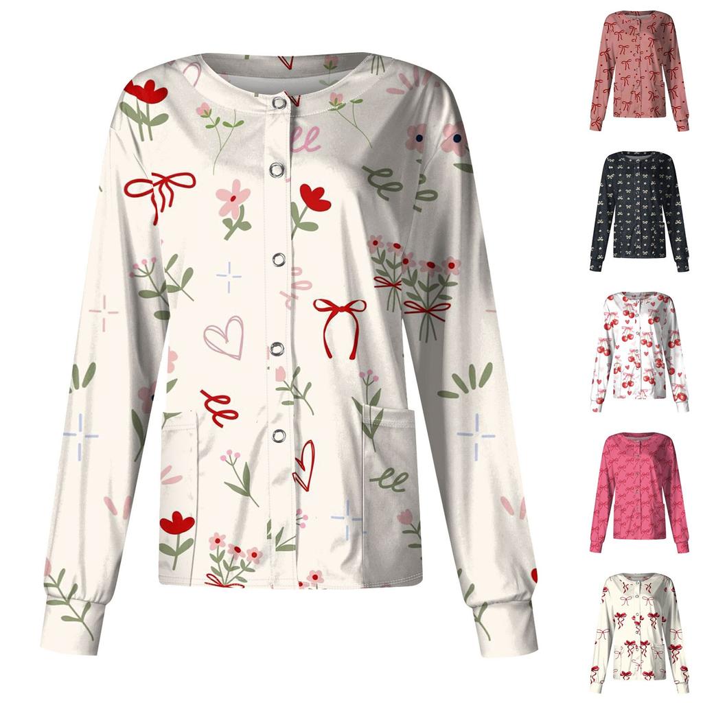 Женский повседневный однобортный кардиган с длинным рукавом и принтом в виде банта