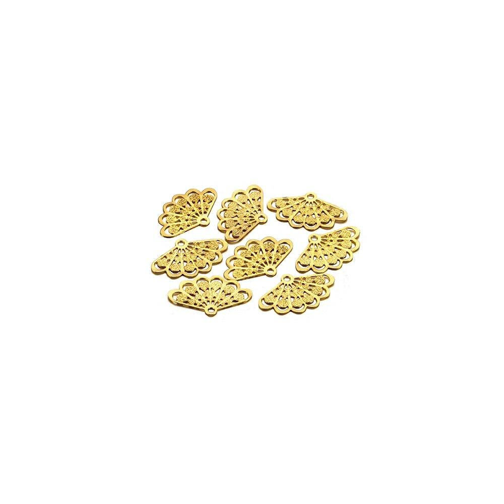 50 шт./лот, металл, латунь, филигрань, секторная форма, подвески, ожерелье, кулон для изготовления ювелирных изделий своими руками, принадлежности для изготовления ювелирных изделий, кулон, браслет