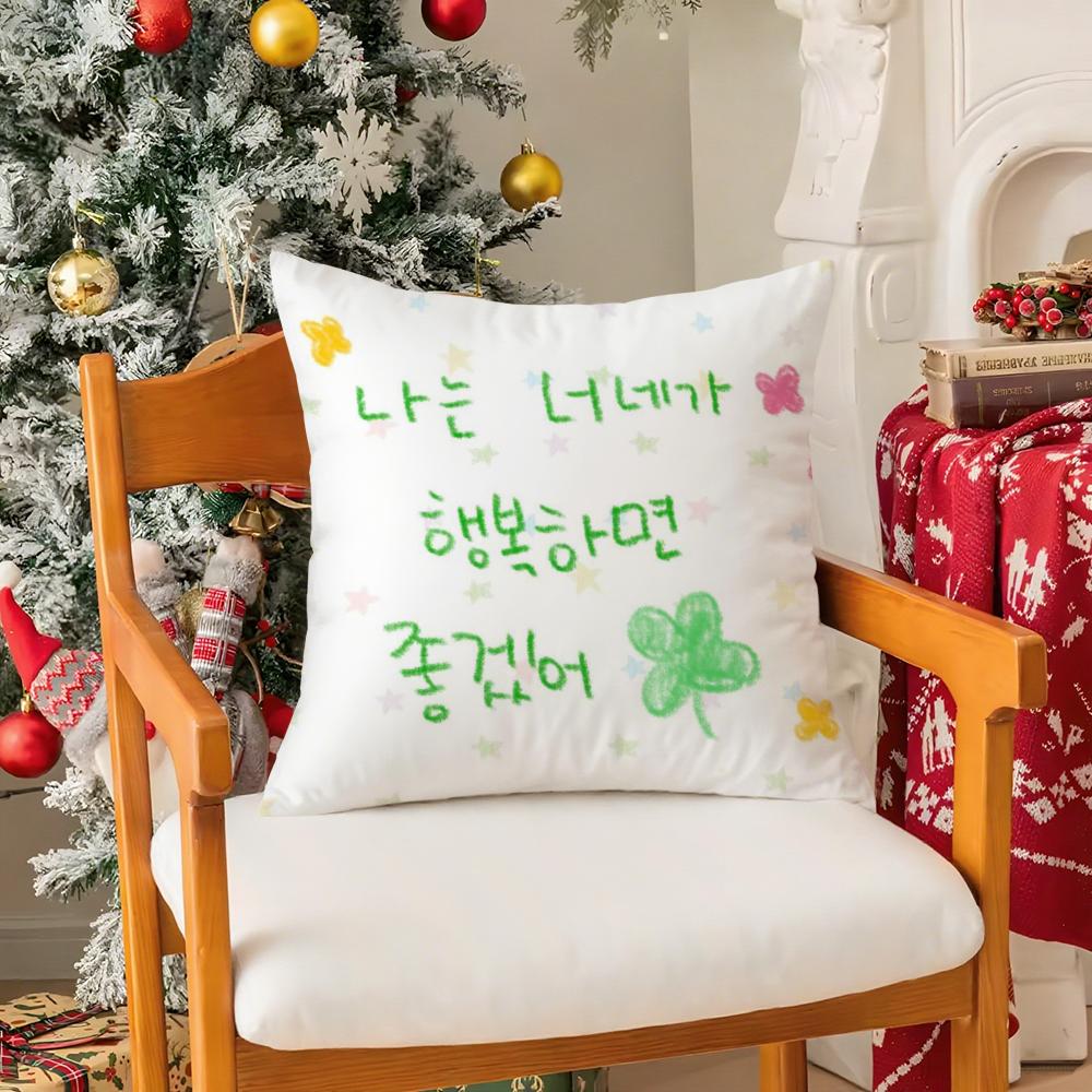 Korean Luck Comes to Me Pillow Case Silky elegant Comfort Sofa Bed Invisible zipper