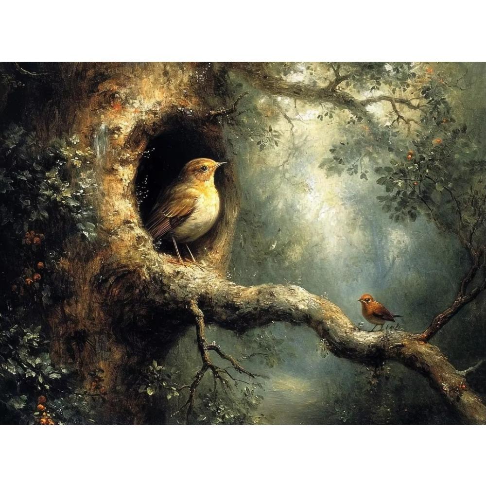 Canvas Dark Forest Wildlife Fox Lion Black Swan Retro Posters Prints Wall Art Picture Living Room Home Decor Wall Decor