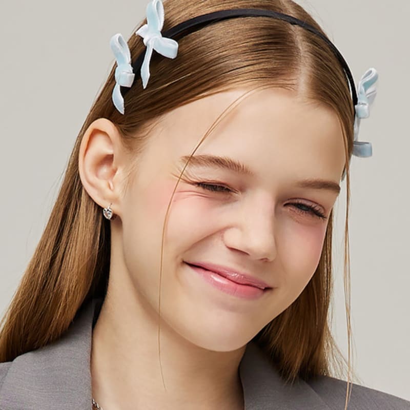 VVV Бархатная мини-повязка с лентой _ Небесно-голубая