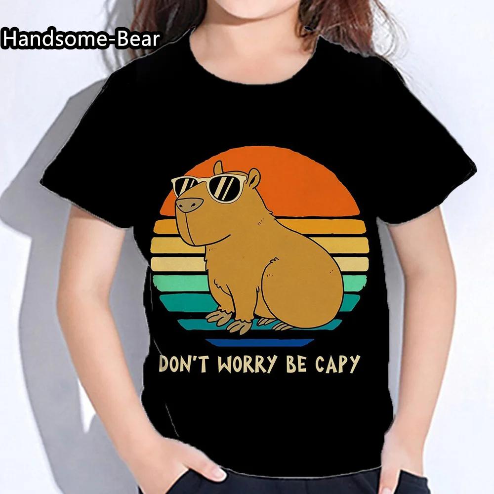 Детская одежда капибара летняя футболка с круглым вырезом для девочек