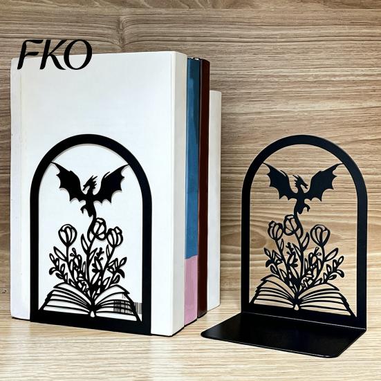 Edge Bookends 1 Pair Metal Dragon Bookends, Fantasy Castle Decorative Book Ends Accessories for Shelves, Heavy Duty Gothic Holders Home Office Library