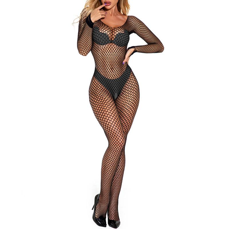 Ladies Bodystockings Women's Underwear Sexy Open Crotch Catsuit Bodysuit Mesh Fishnet Tights Erotic Lingerie Sleepwear Jumpsuit