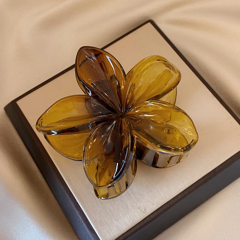 Women's Large-Size 8cm Brown Beige Laser Mermaid Princess Flower Shaped Lightweight Plastic Hair Clips Hair Accessories