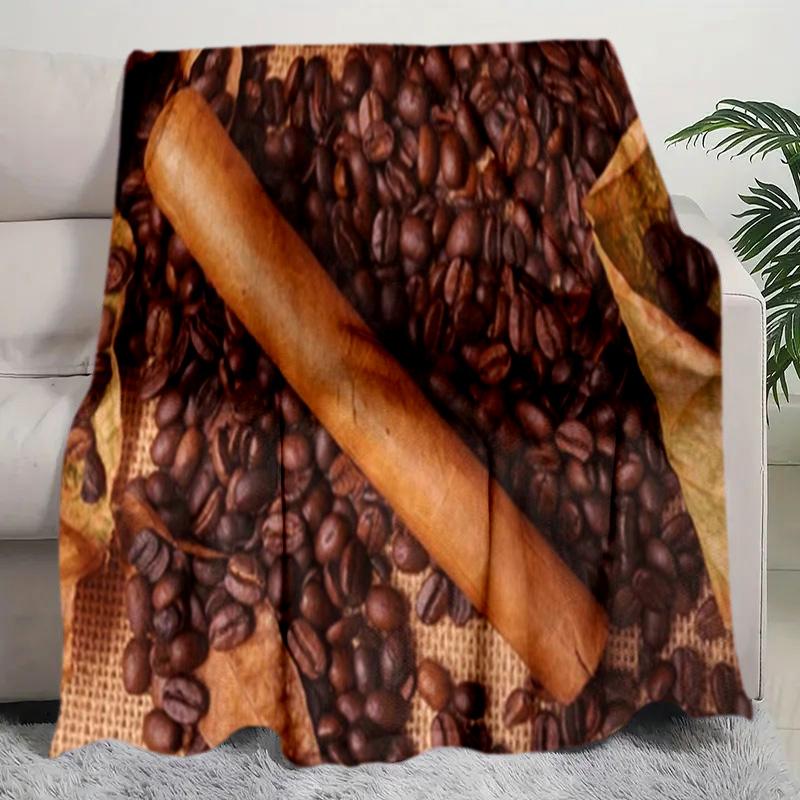 Coffee Bean Cigar Blanket Soft Comfortable All Seasons Perfect Sofa Office Naps Trips Birthday Gift Christmas Present