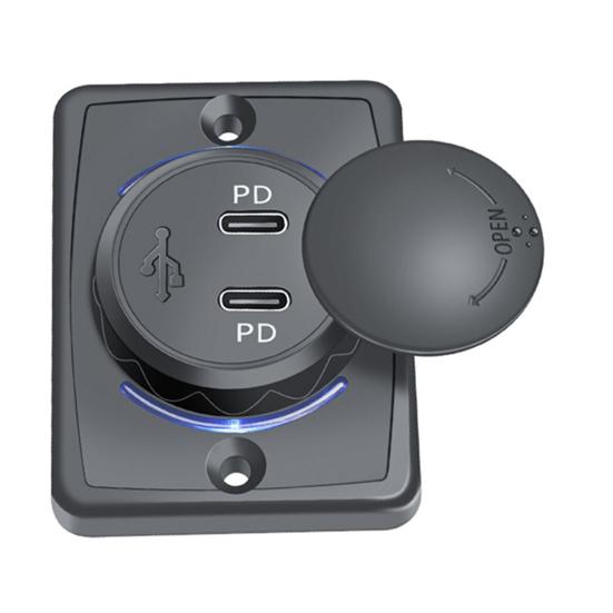 Автомобильное зарядное устройство с двумя портами PD, 30 Вт, USB-зарядное устройство для телефонов, планшетов, 12 В-24 В, настенная USB-зарядная станция для автофургона, лодки, внедорожника, квадроцикла