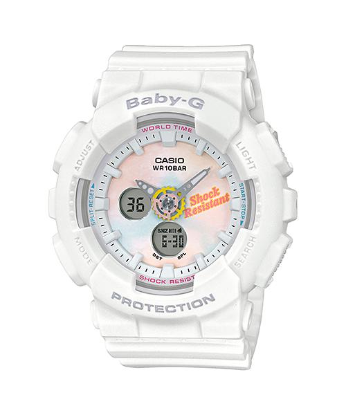 Casio Женские часы Baby-G, смола, 100 м водонепроницаемые, аналоговые, ударопрочные, кварцевые, BA-120T-7A