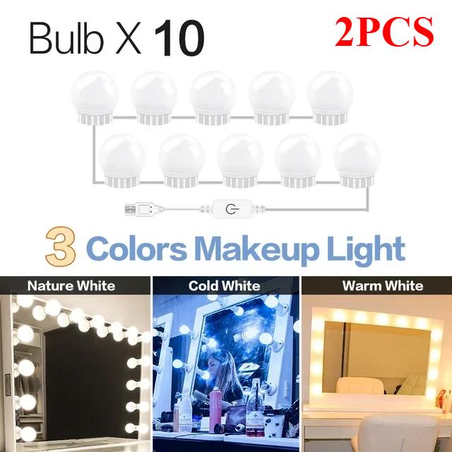 5V LED Makeup Mirror Light Dressing Table Lamp Dimmable Home Bedroom Bathroom Mirror Decoration Wall Light Bulb Kit 10pcs