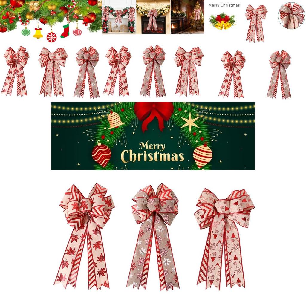 Festive Christmas Wreath Double Bow For Indoor And Outdoor Decorations