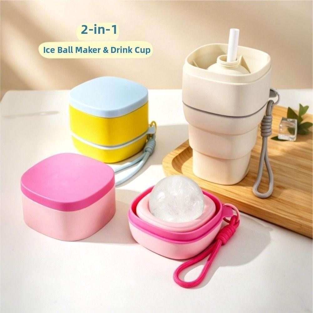 2 in 1 Ice Maker & Drinking Cup Leak-Proof Silicone Collapsible Mug Durable Ice Mold Cup Office