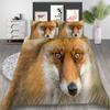 Fox Duvet Cover Set King/Queen Size Orange Lovely Fox Bedding Set For Kids Teens Boys Wild Animal 2/3Pcs Polyester Quilt Cover
