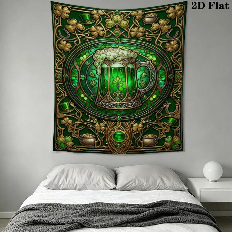 St.Patrick's Day Wall Tapestry Aesthetic Wall Hanging Printed Fabric Blanket Decorative Tapestries for Bedroom Living Room Home Decor