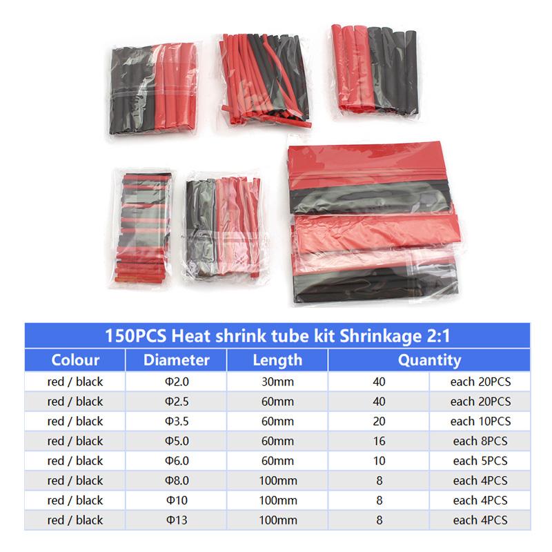 127-328pcs Heat Shrink Wrapping Kit Thermoresistant Tube Heat Shrink Tubing Electrical Connection Wire Cable Insulation Sleeving