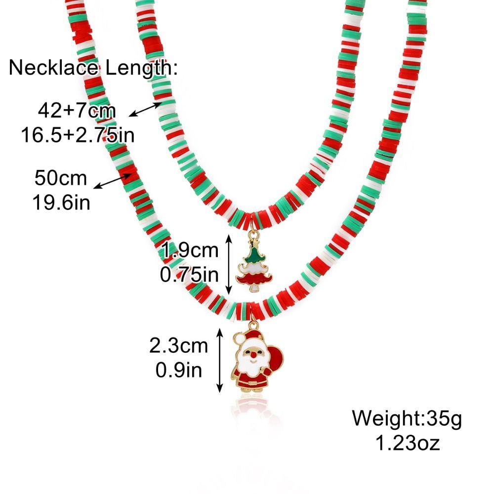 Cartoon Double Layer Christmas Necklace Santa Christmas Tree Rice Beaded Chain Jewelry Accessories Gingerbread Man