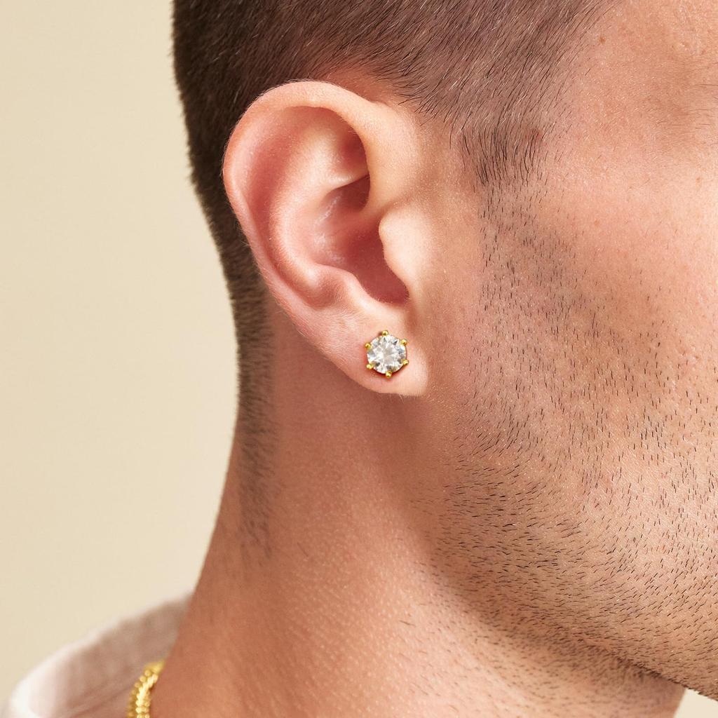 Moissanite Moissanite Diamond Stud 1 Piece 6 Claw Sterling Hypoallergenic To One Ear [KRKCLIFE] Earrings, Diamond, Men's/Women's, Earrings, Earring,