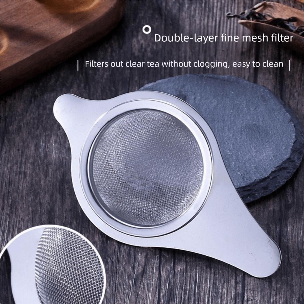 Fine Mesh Leaf Teapot Filter Stainless Steel Tea Infuser with Drip Bowl Kitchen Accessories