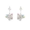 Disney Earrings Princess Aurora Sleeping Beauty Princess Rose Flower 10K White Gold Diamond Peridot Blue Topaz Pink Tourmaline Gift Birthday Christmas