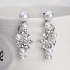 Fashion Alloy Rhinestone Faux Pearl Necklace Earrings Women Bride Jewelry Set