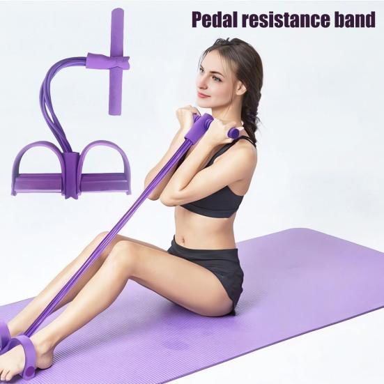 4/6-Tube Pedal Puller Resistance Band with Handle Multifunction Elastic Yoga Sit-up Pull Rope Men Women Pedal Tensioner Exerciser Workout Equipment