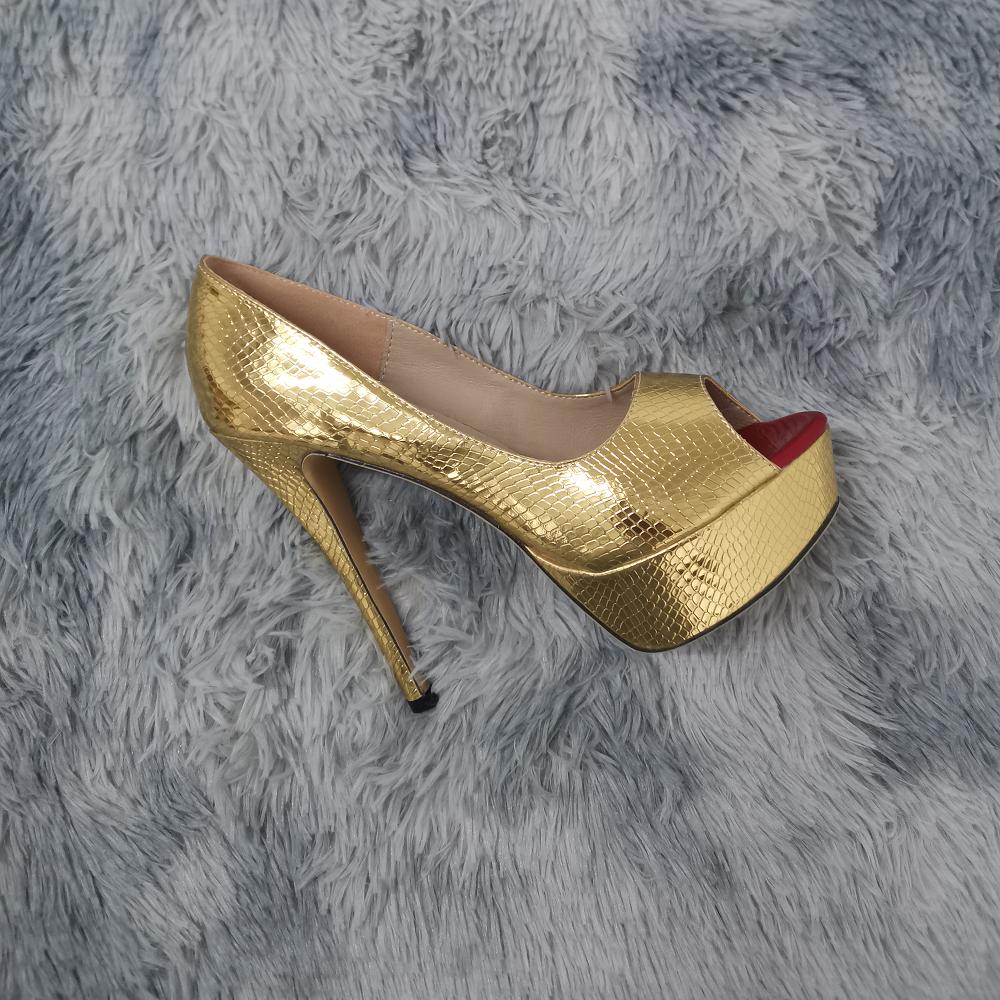 Женские туфли-лодочки, модные, сексуальные, 14 см, тонкие, высокие каблуки, с открытым носком, на платформе, с крокодиловым узором, на шпильках, для вечернего платья, свадебные туфли