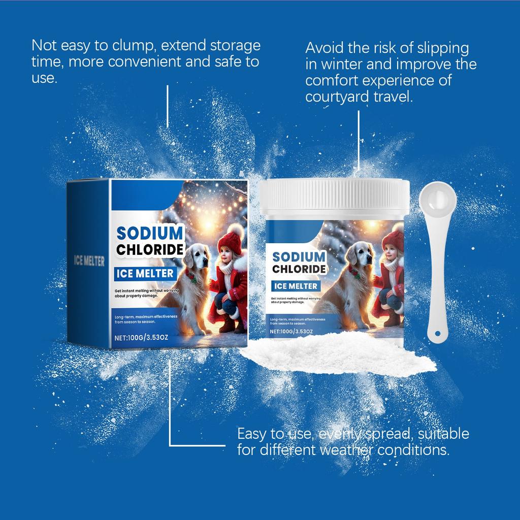 Безопасный для животных лед для таяния льда, подходит для бетона, подходит для животных для удаления снега и обледенения, 100 г