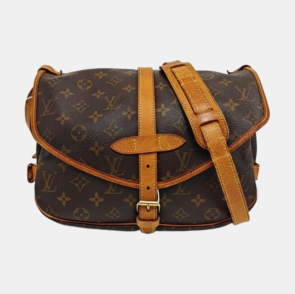 [Pre-Owned] Monogram Saumur 30 Iconic Classic Logo Print Adjustable Shoulder Strap Canvas And Leather Messenger Bag - Fair #9WBDKH