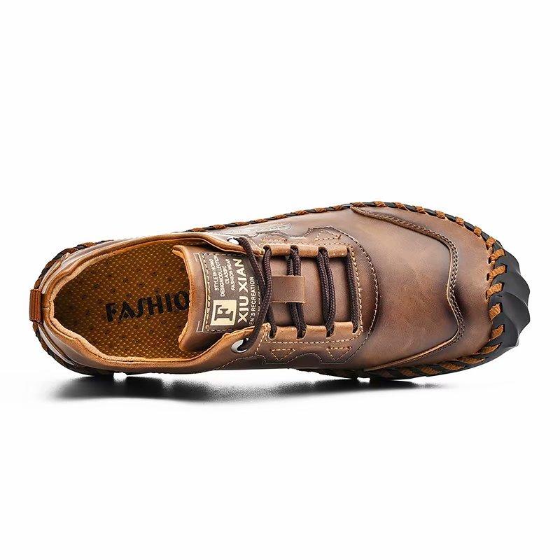 Fashion Men Casual Leather Shoes Quality Split Leather Men Shoes Loafers Flats Outdoor Moccasins Shoes Man Plus Size