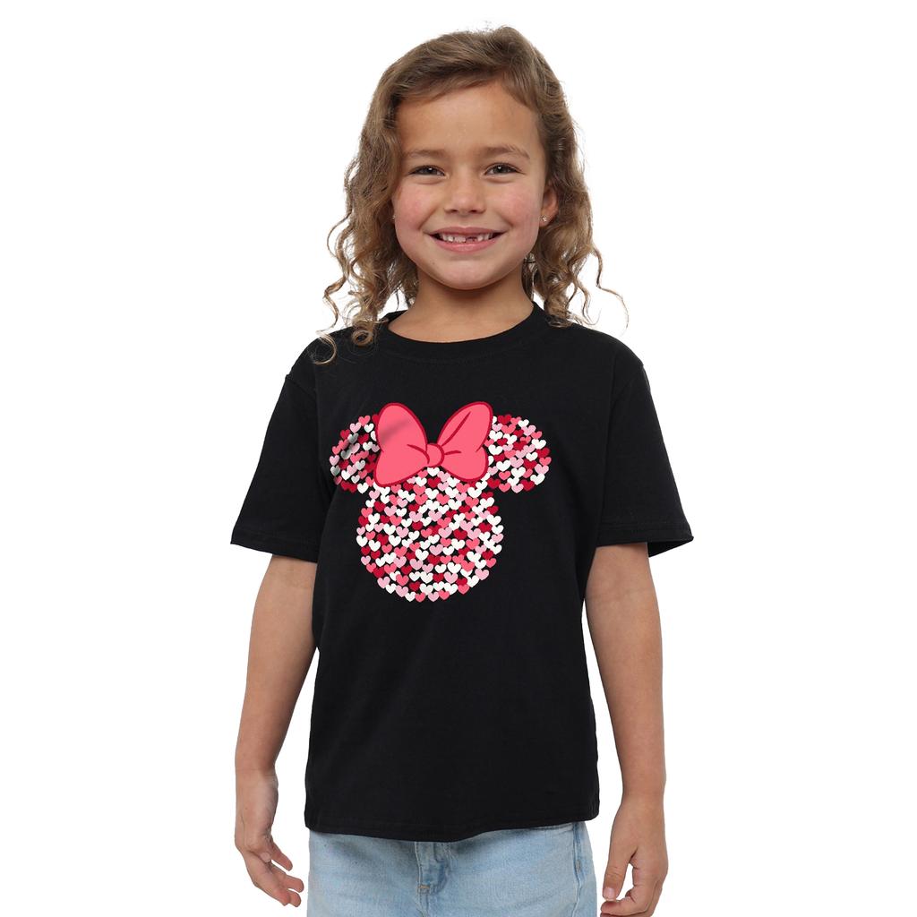 Disney Childrens/Kids Minnie Mouse Heart Ears Silhouette Valentine`s Day T-Shirt