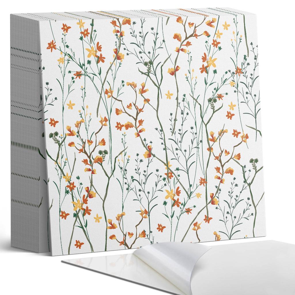 Decorative Vinyl Self-Adhesive Tiles With Print Floral Pattern on Background 20x20x20 cm