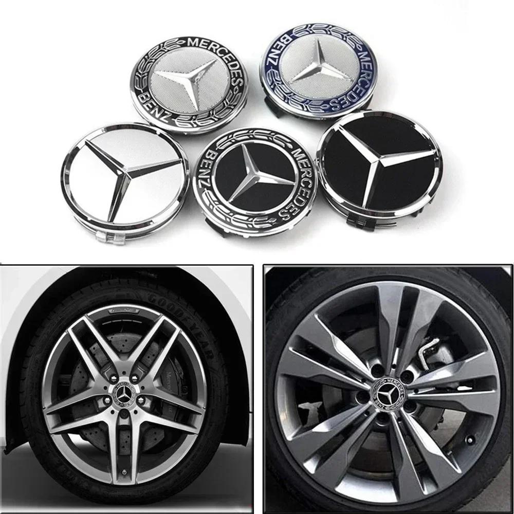 AABGU1 4PCS/set 75mm Car Wheel Center Hub Caps Cover Decoration Accessories for Mercedes Benz B/C/E/S Class A Class C200L GLC GLK CLA