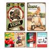 Металлическая табличка Vespa Мотоцикл Украшение Винтажный Настенный постер Паб Бар Клуб Ретро Тарелка Домашний декор Жестяная картина 20x30см