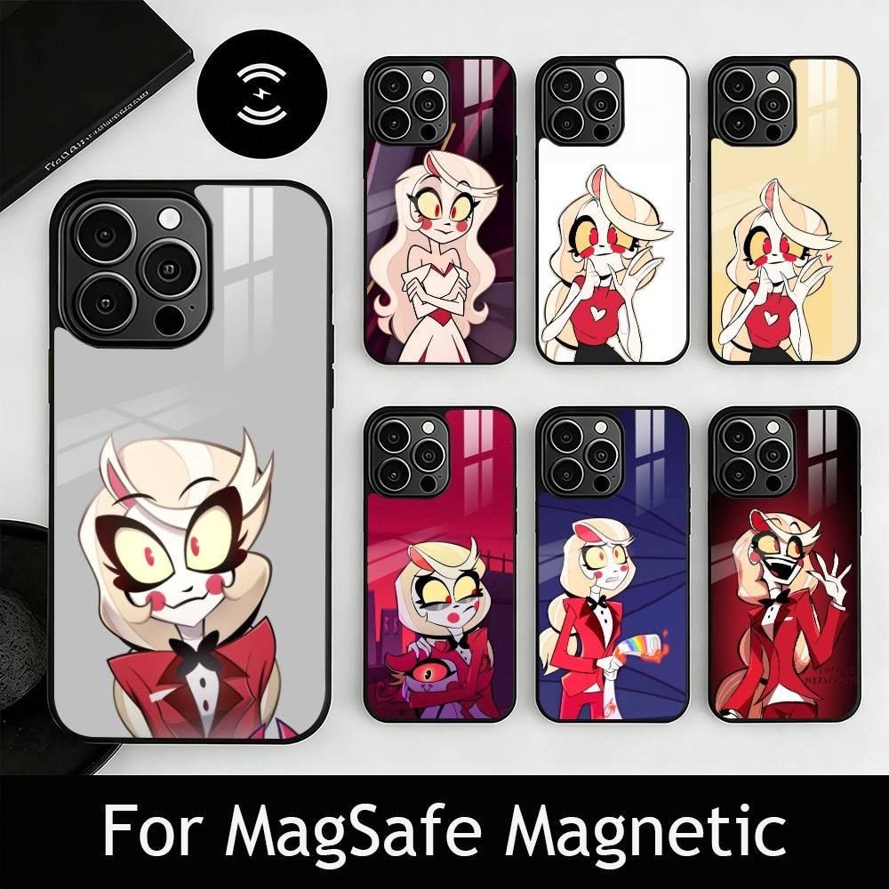 Чехол для телефона H-Hazbin C-Charlie для iPhone17,16,15,14,13,12,11 Plus,Pro Магнитный с беспроводной зарядкой Magsafe