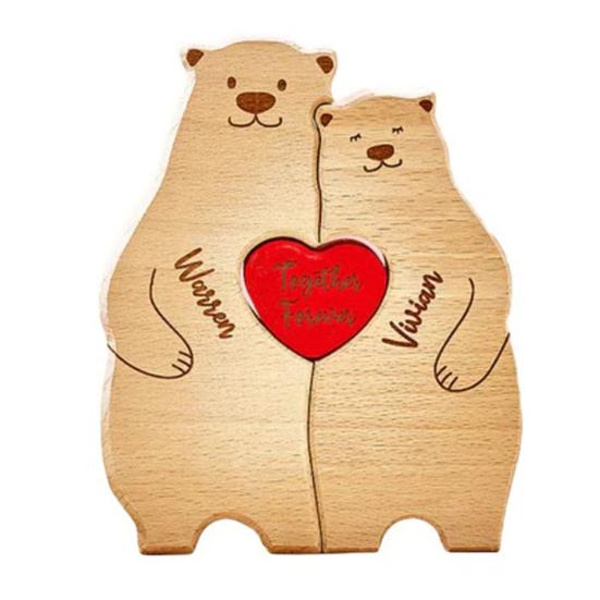 1 комплект деревянного медведя, семейного пазла, орнамента, любви, сердца, обнимающего мать и отца