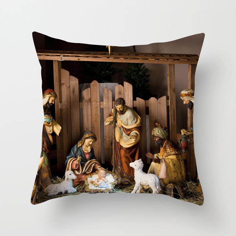 New Nativity Christmas Series Pillow Cover Festive Home Decoration Sofa Pillow Cushion Cover