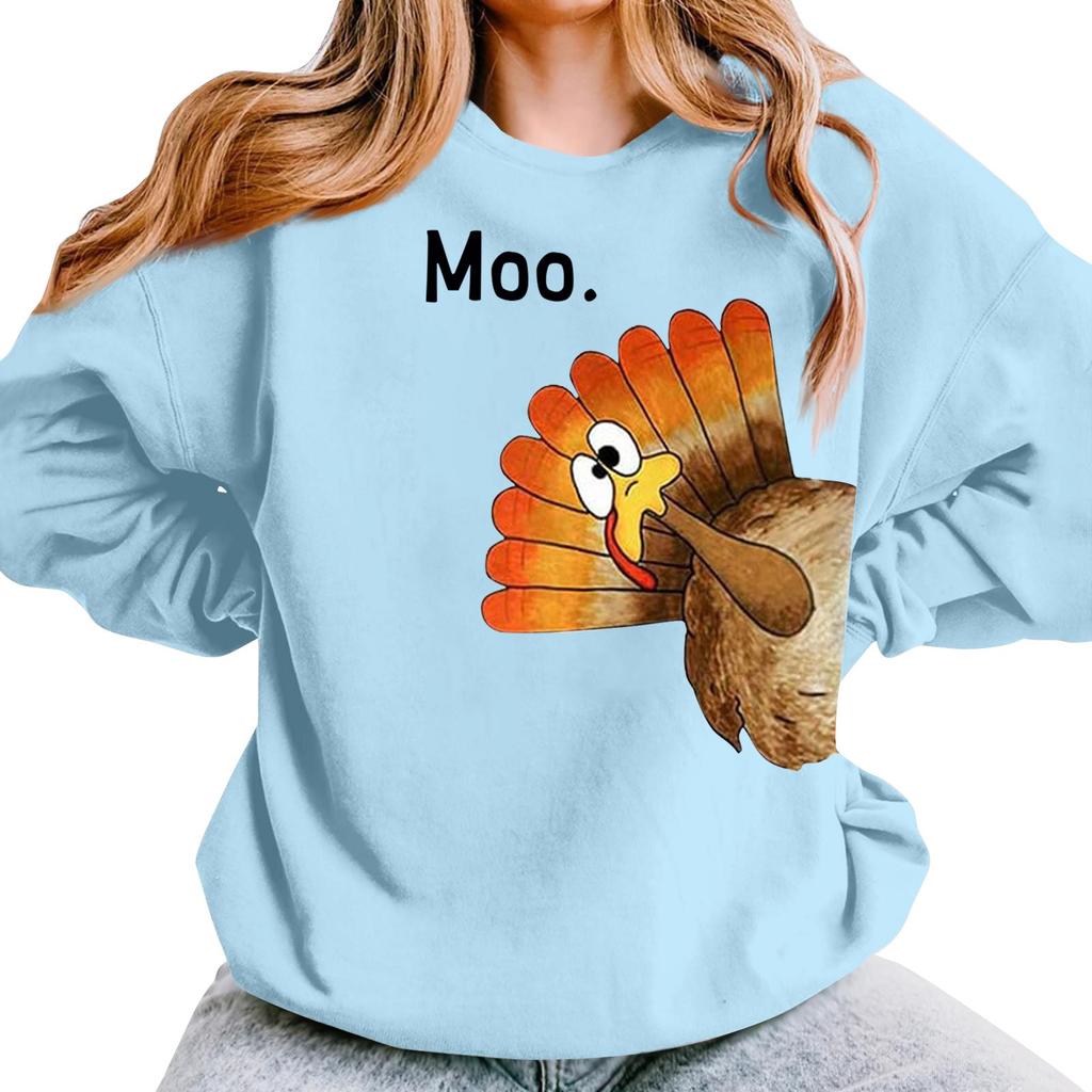 Женская повседневная мода День благодарения с принтом длинный рукав O-образный вырез пуловер толстовки