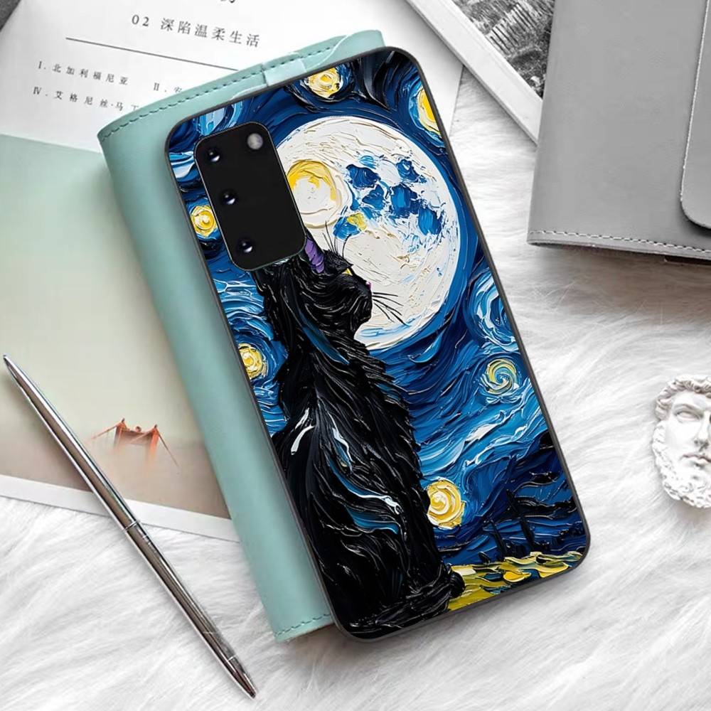 Масляная живопись Ван Гог Кот Чехол для телефона для Samsung S 24 Fe 25 Ultra Plus 20 Lite 21 30 22 23 24 22 Ultra 5G Fundas