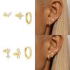 3 шт. Модные Милые Серьги-гвоздики Цветок с Цирконами для Женщин Модные Позолоченные 18K Звездочки Серьги Пирсинг Набор Украшений Подарок