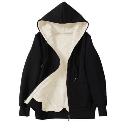 Новая осенняя женская толстовка с капюшоном из плюша с длинными рукавами, однотонная толстовка с капюшоном и принтованной плюшевой свободной курткой