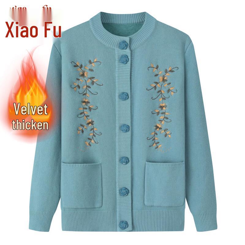 Women's Warm Knitted Cardigan Sweater for Middle-Aged & Elderly